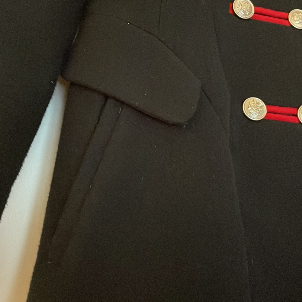 ROTHSCHILD Coat Navy Red Double Breasted Gold Buttons Pockets Lined EC! Sz 7/8 - Picture 11 of 13